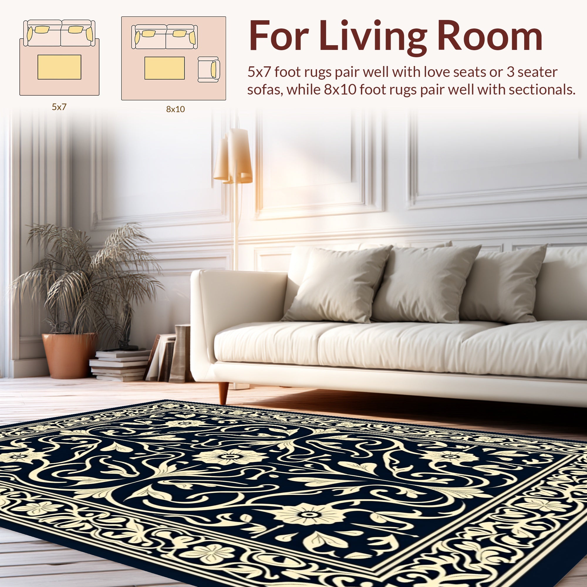 Vintage Floral Scroll Pattern Rug