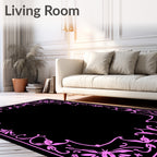 Pink Floral Vine Border Rug