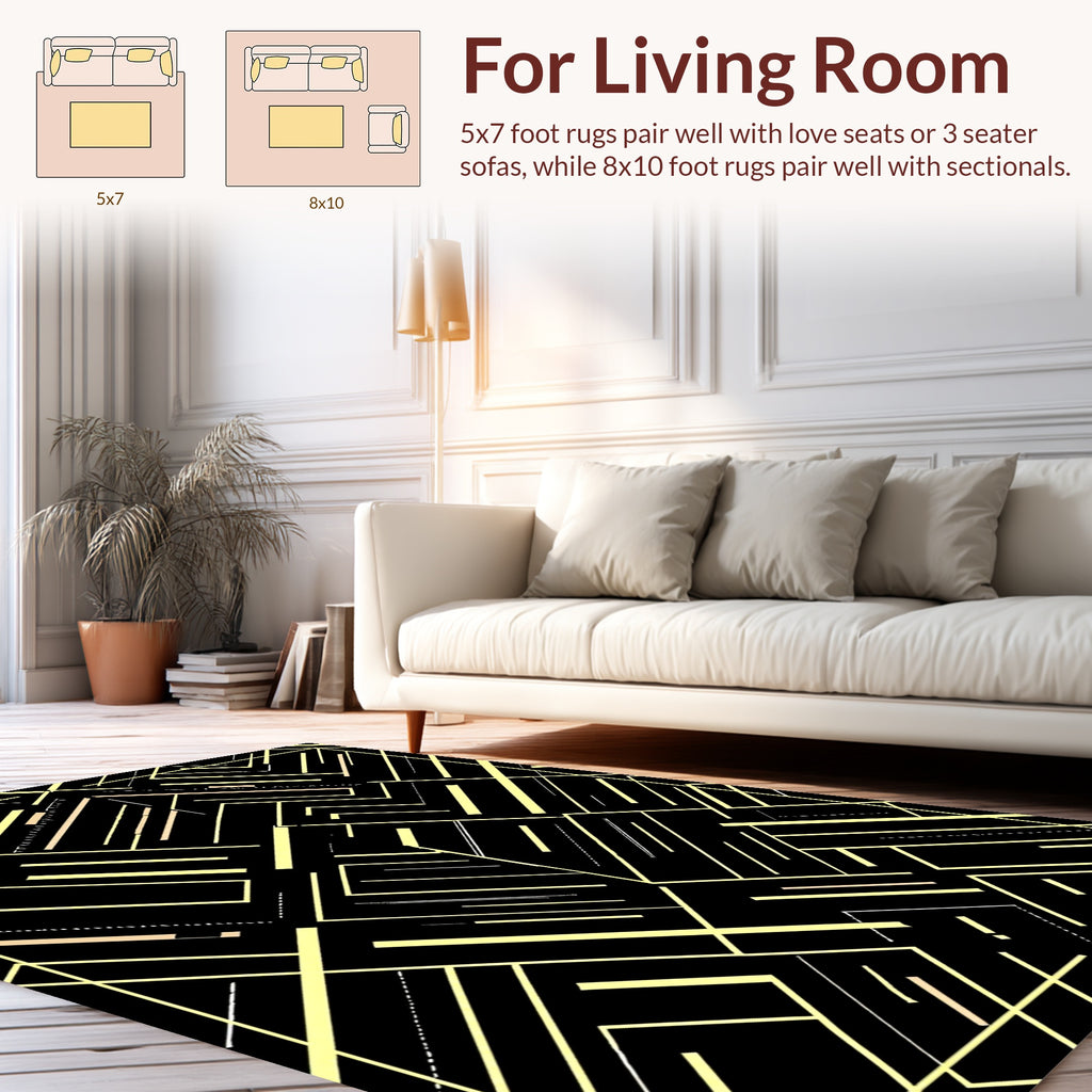 Art Deco Geometric Stripe Pattern Rug