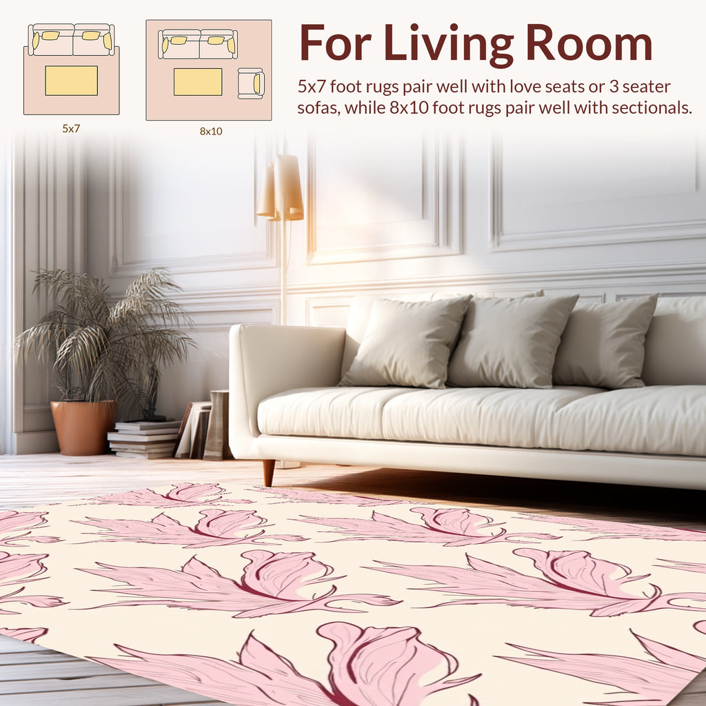 Soft Pink Floral Pattern Design Rug