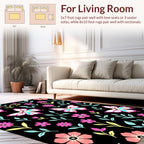 Pink Butterfly Floral Pattern Rug