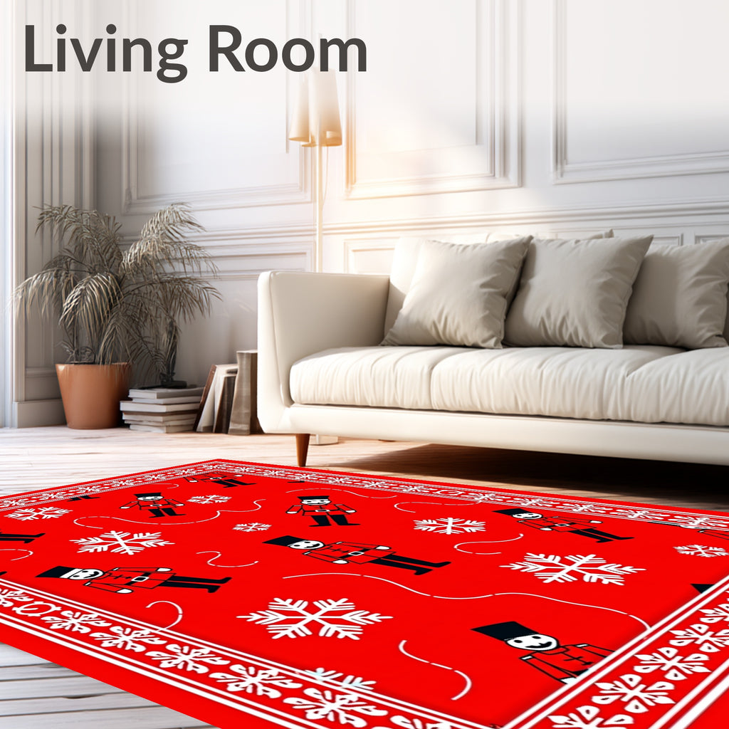 Red Soldier Snowflakes Border Rug