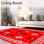 Red Soldier Snowflakes Border Rug