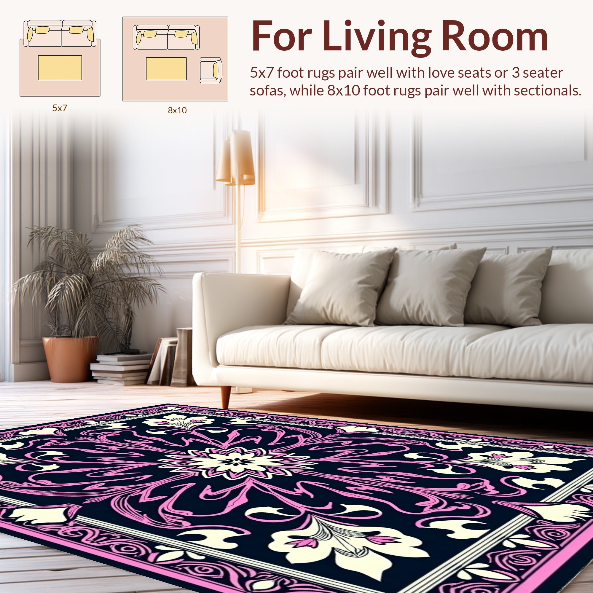 Art Nouveau Floral Pink Pattern Rug