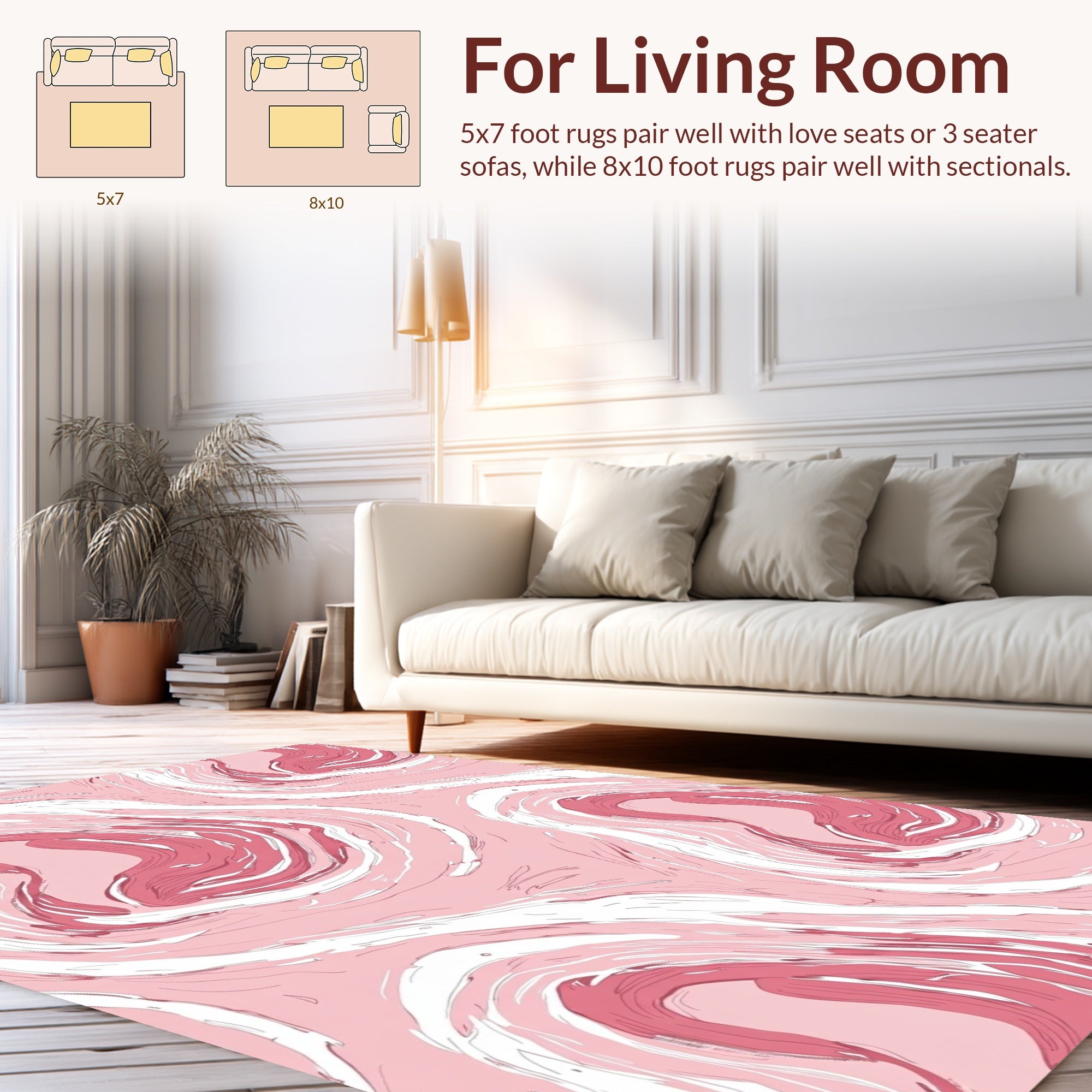 Pink Marble Swirl Art Design Rug