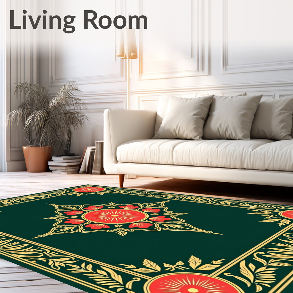 Ornate Floral Mandala Pattern Rug