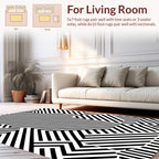 Bold Black White Geometric Illusion Rug