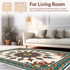 Vibrant Teal Orange Sunburst Pattern Rug