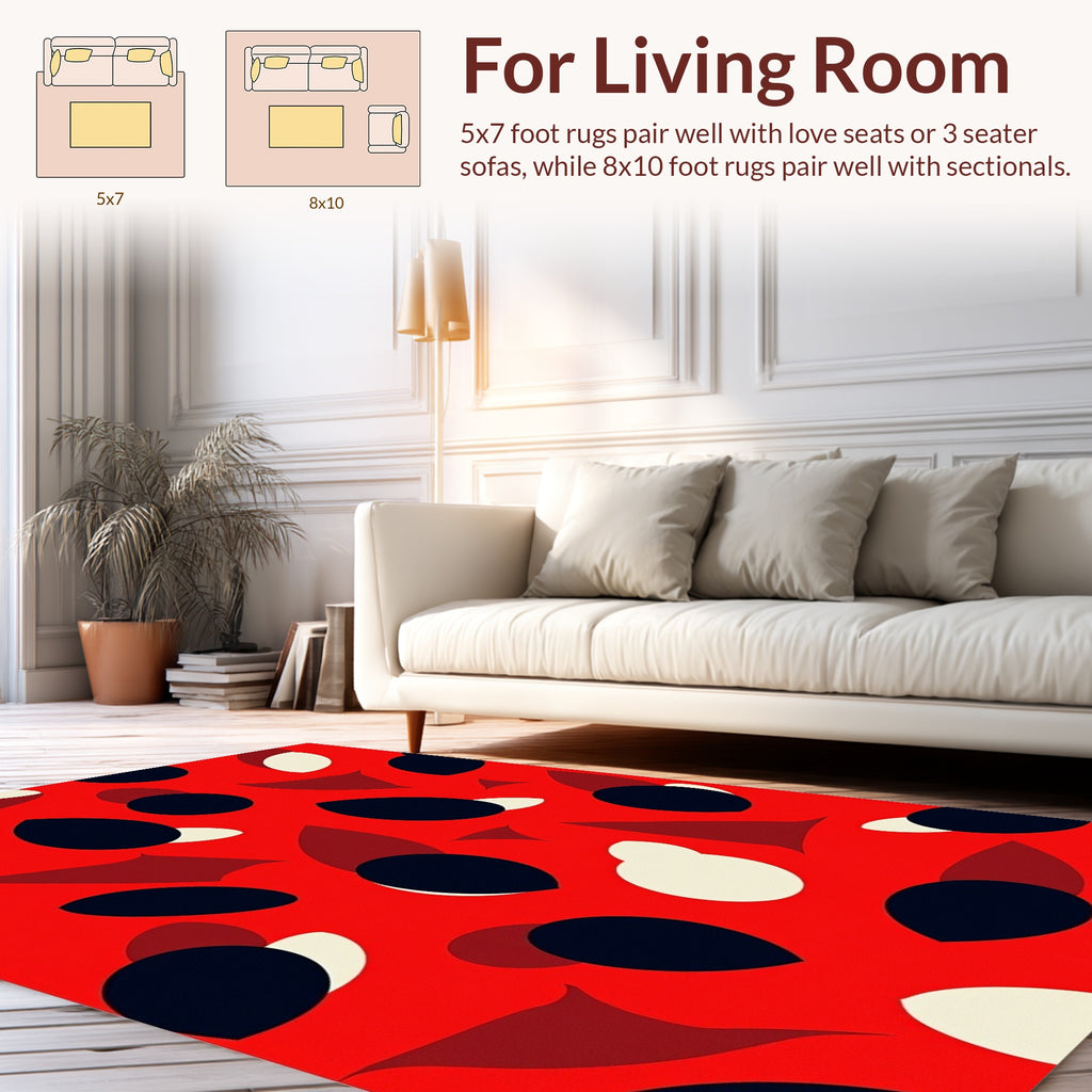 Bold Abstract Shapes Red Background Rug
