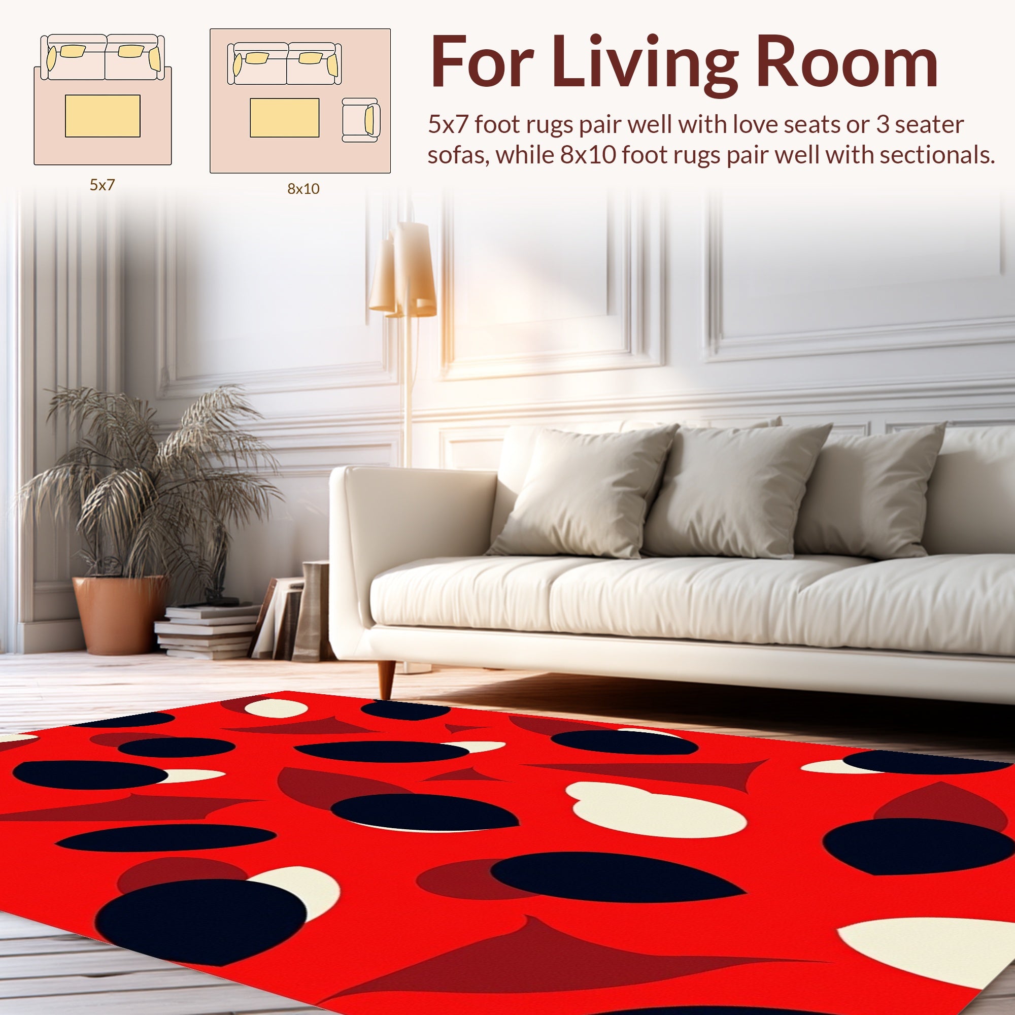 Bold Abstract Shapes Red Background Rug
