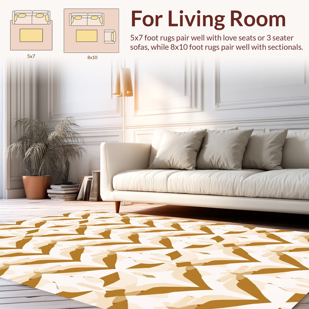 Golden Abstract Geometric Overlay Pattern Rug