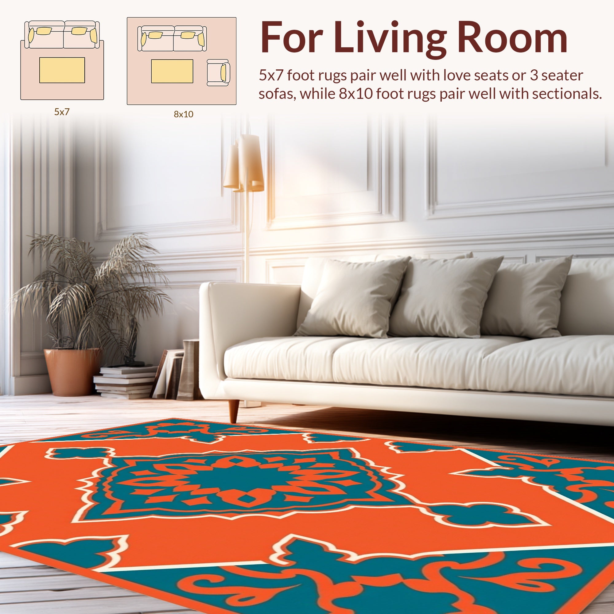 Bright Floral Geometric Pattern Rug