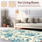 Blue Floral Sketch Pattern Rug