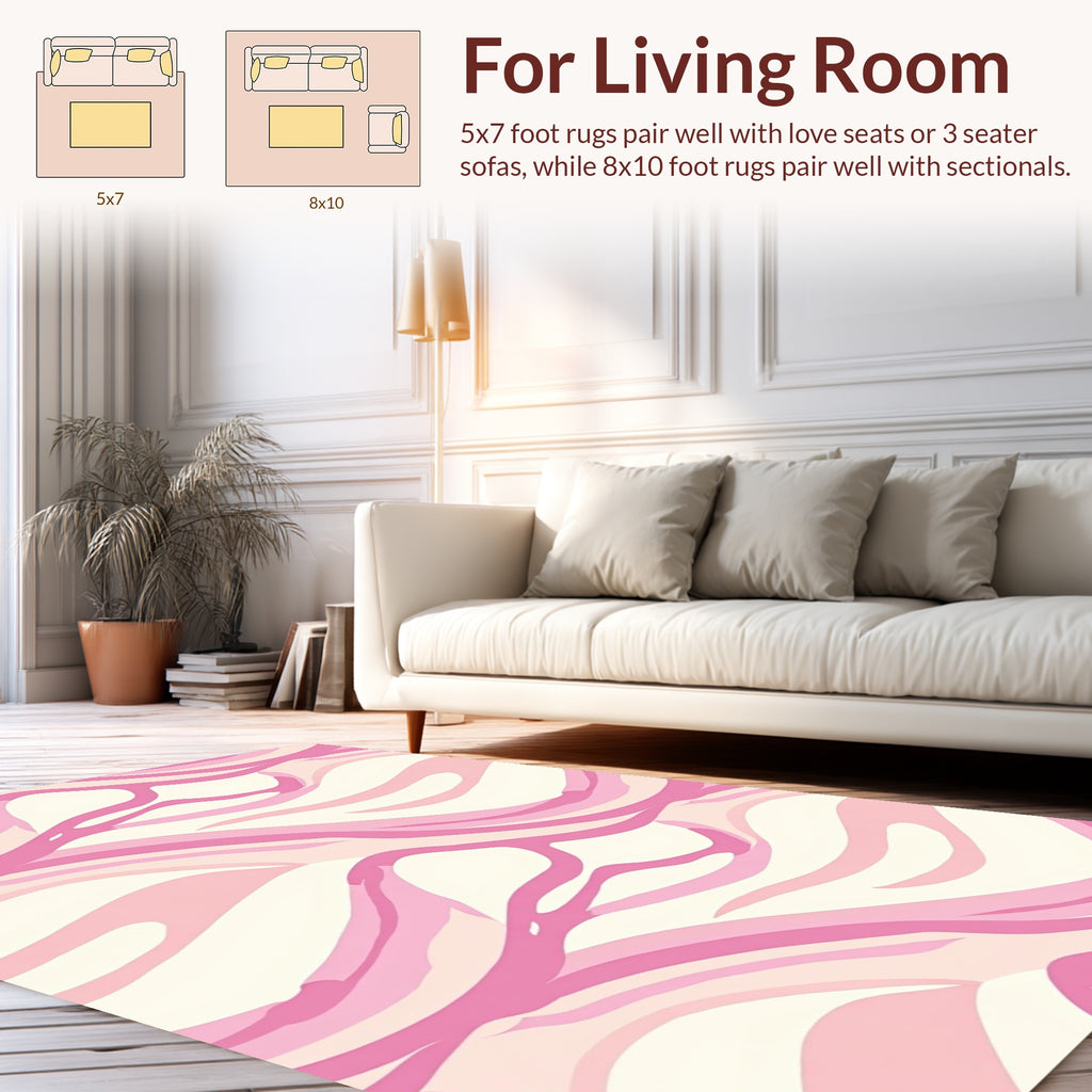 Pink Striped Abstract Fluid Rug