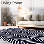 Midnight White Intersecting Lines Rug