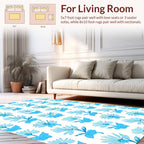 Blue Stylized Daisy Pattern Rug