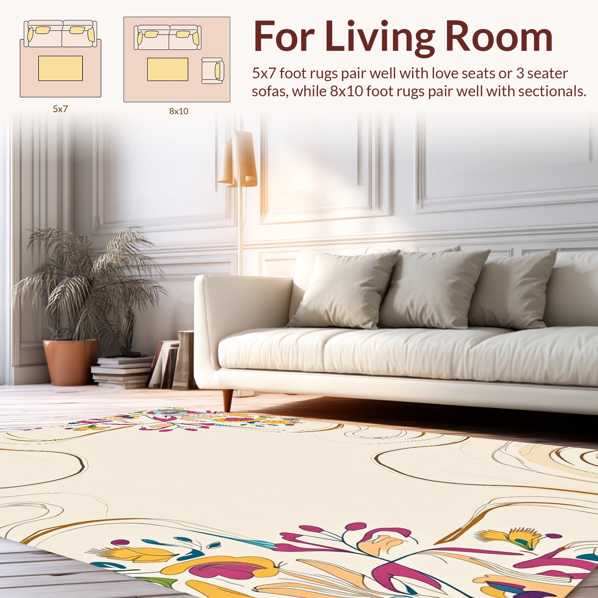 Whimsical Floral Abstract Swirl Design Rug