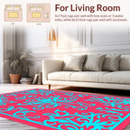 Aqua Flourish Pattern On Coral Ground Rug
