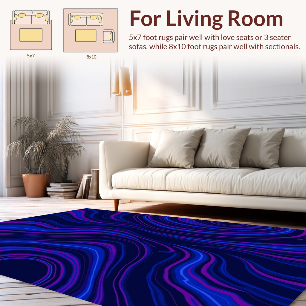 Dark Blue Purple Swirling Lines Rug