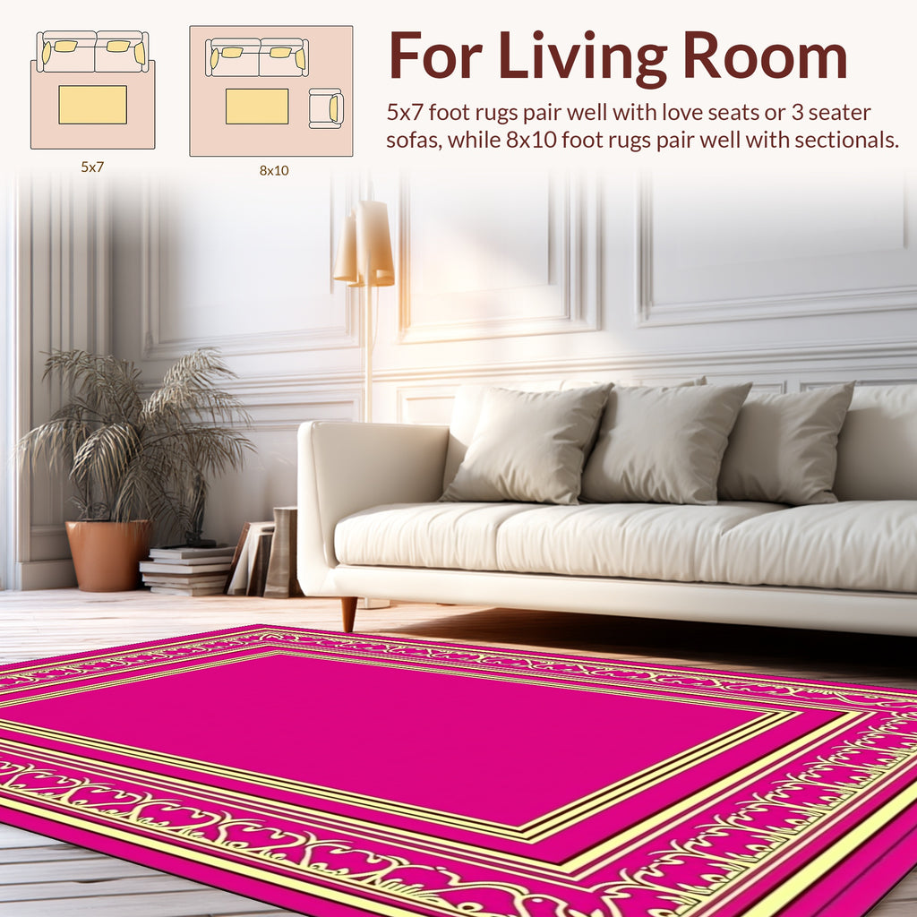 Vibrant Pink and Yellow Geometric Rug