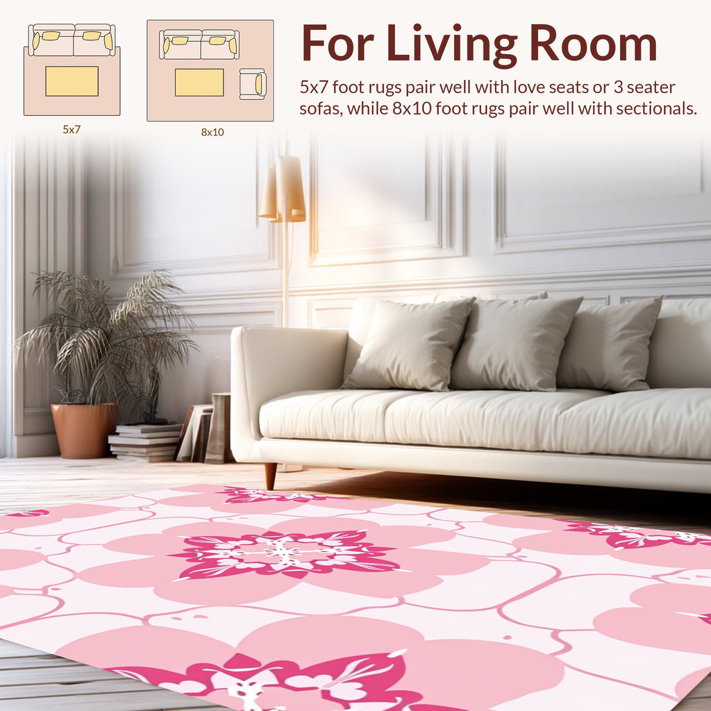 Pink Floral Mandala Pattern Rug