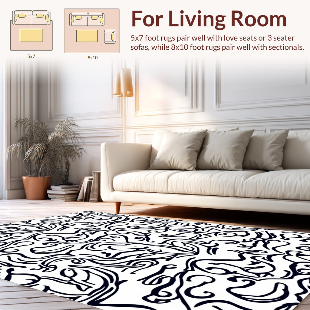 Hand Drawn Abstract Swirl Pattern Rug