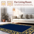 Ornate Floral Scrollwork Border Rug