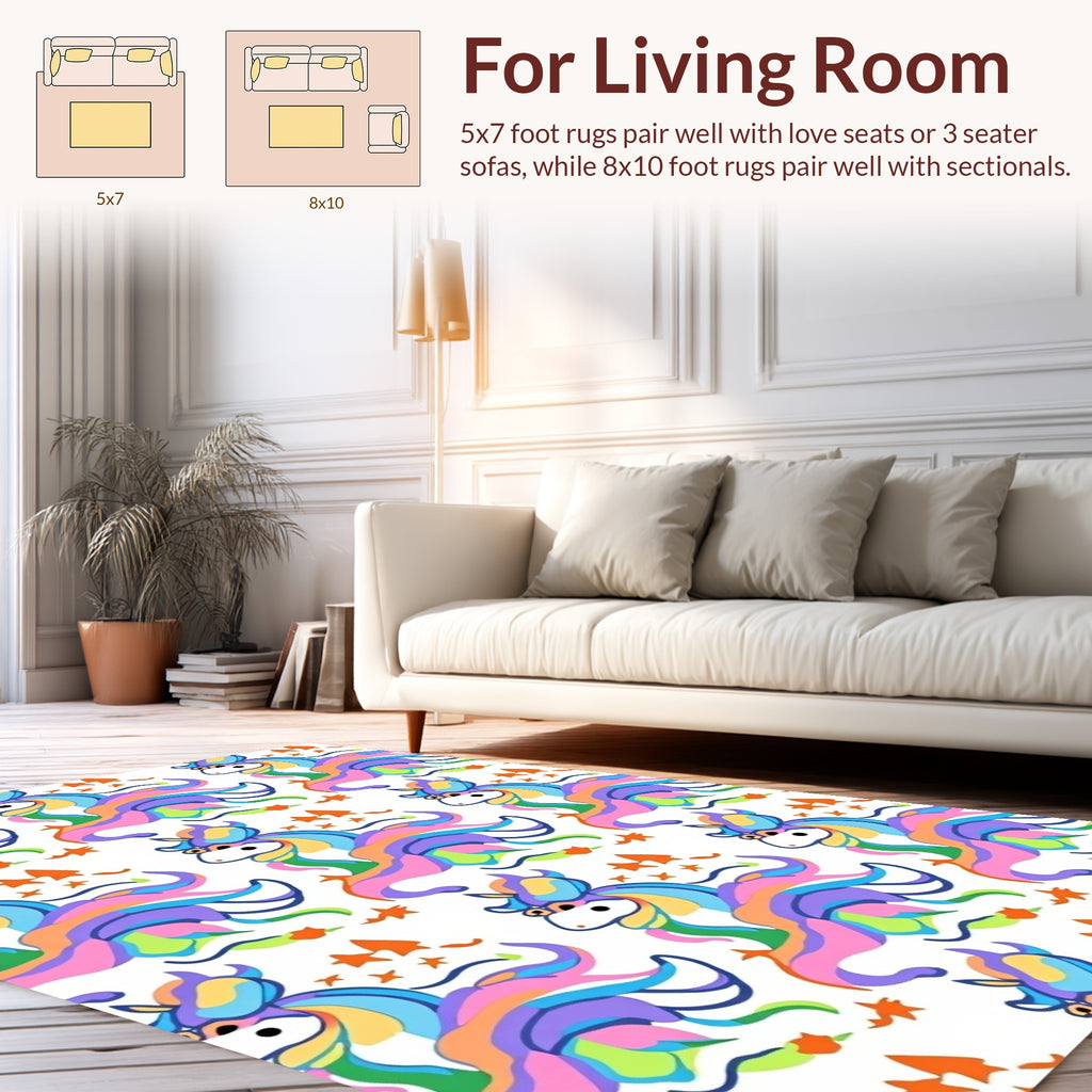 Whimsical Unicorn Star Pattern Design Rug