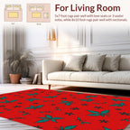 Red Green Leafy Pattern Design Rug