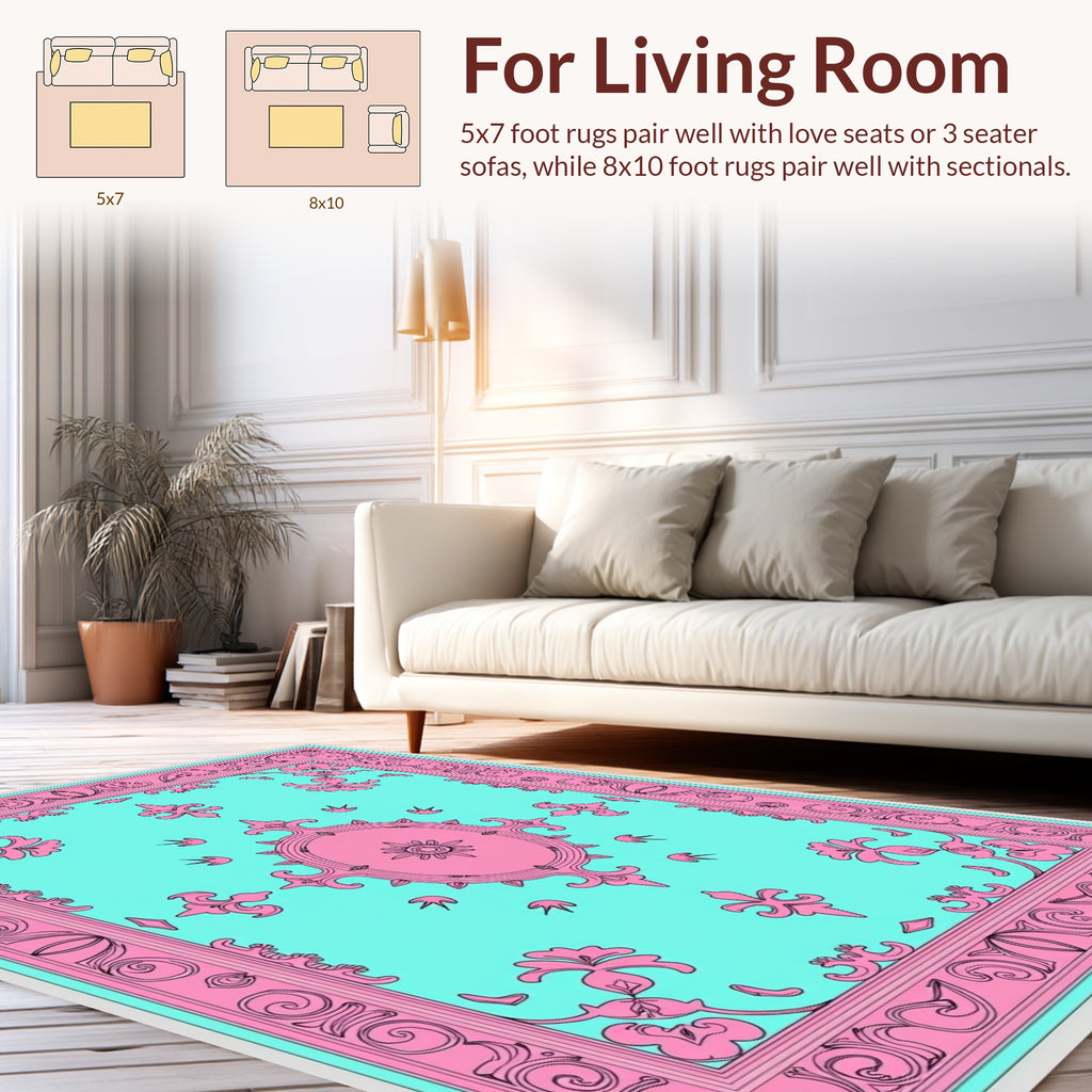 Eclectic Floral Border Pattern Rug