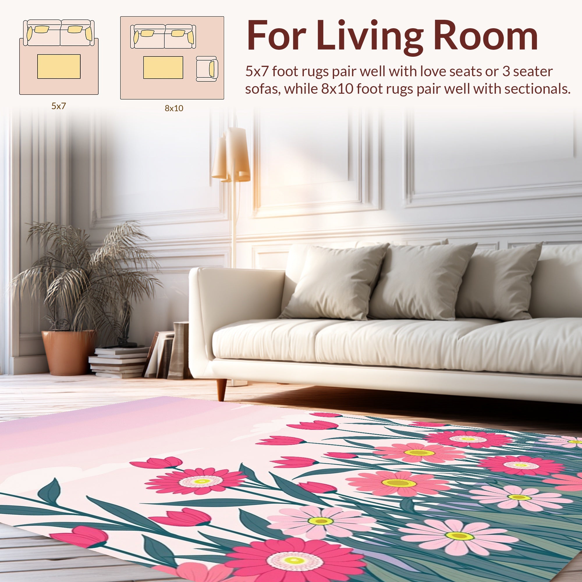 Pink Floral Delight Rug