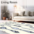 Gray Vintage Utensil Collection Wallpaper Rug