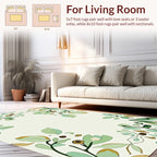 Earthy Green Botanical Abstract Rug
