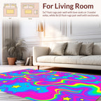Vibrant Swirl Star Pattern Rug