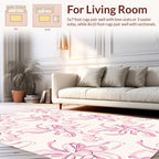 Pink Floral Sketch Pattern Rug