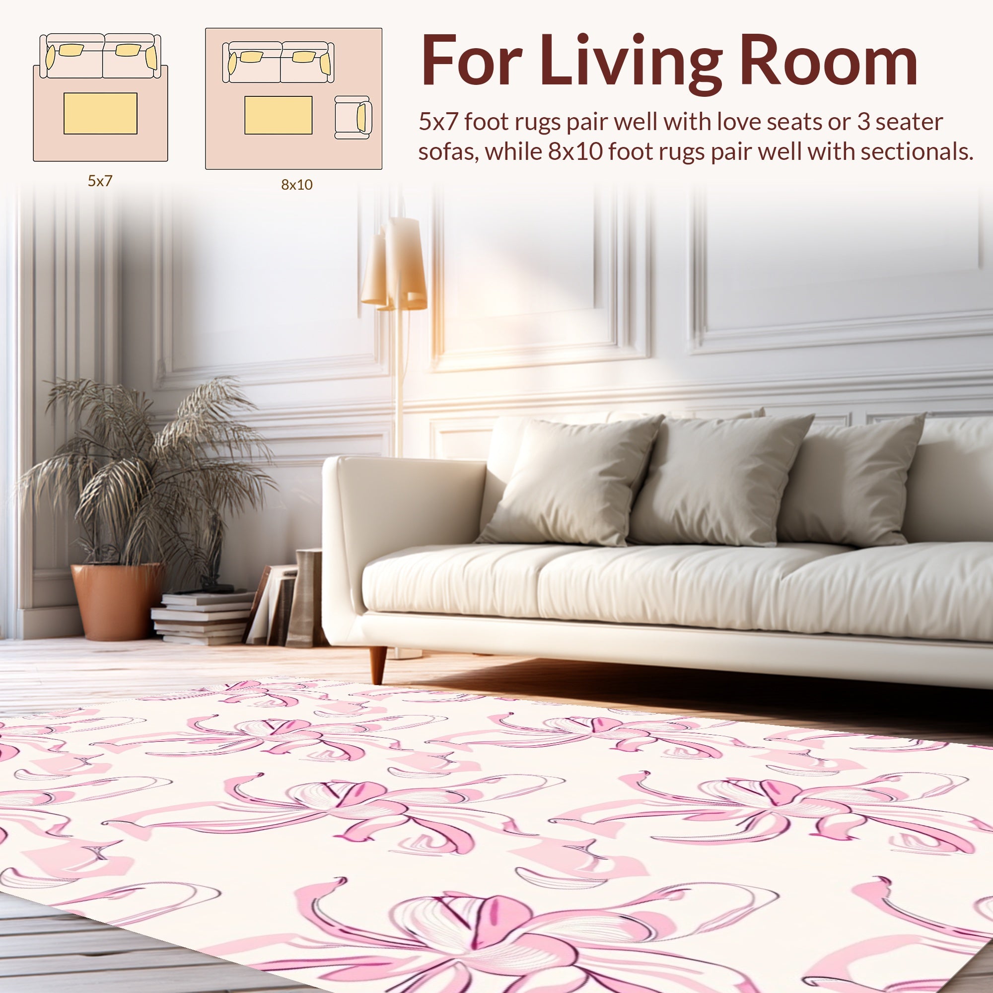 Pink Floral Sketch Pattern Rug