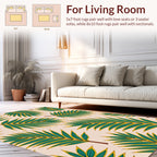 Green Leaf Patterned Tropical Rug