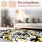 Abstract Black Yellow Animalistic Pattern Rug