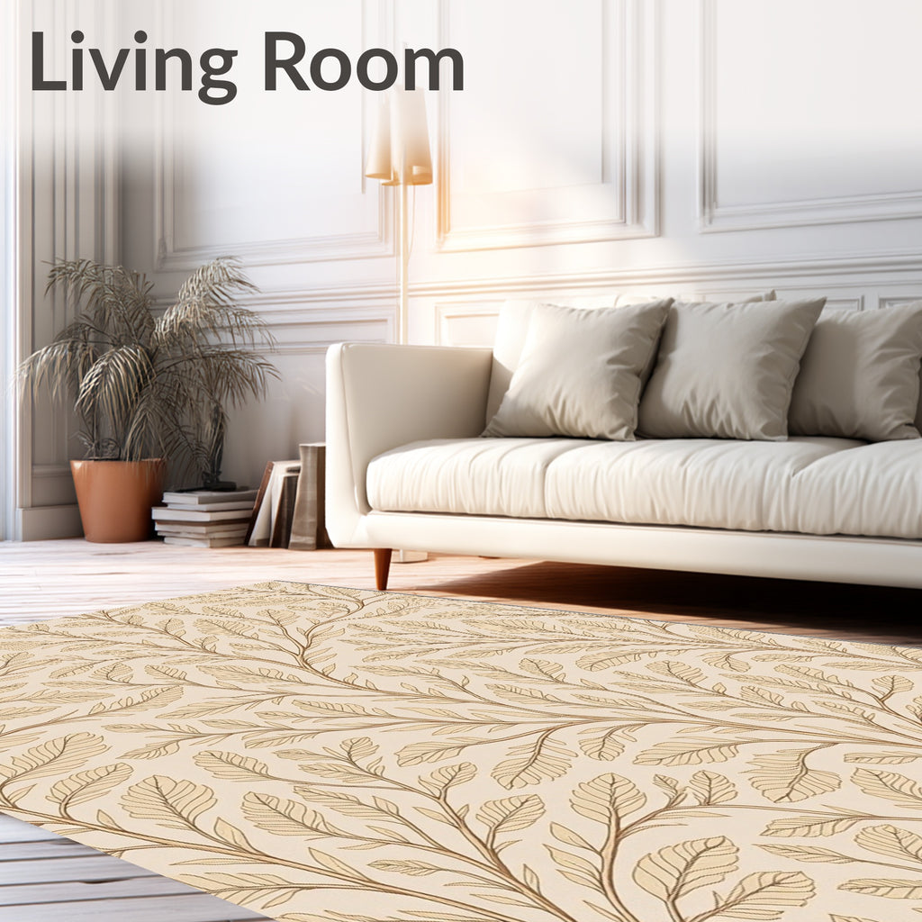 Botanical Branch Pattern With Neutral Tones Rug