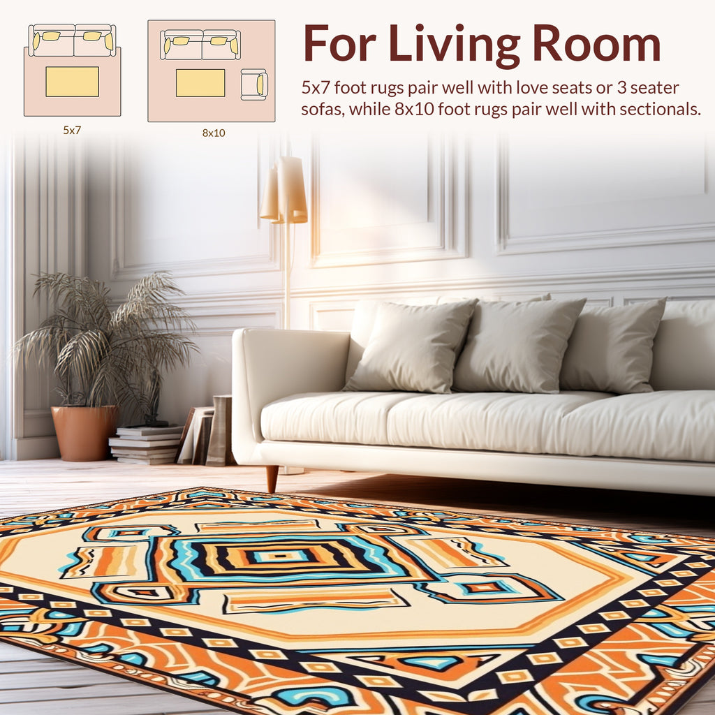 Vibrant Geometric Medallion Pattern Rug