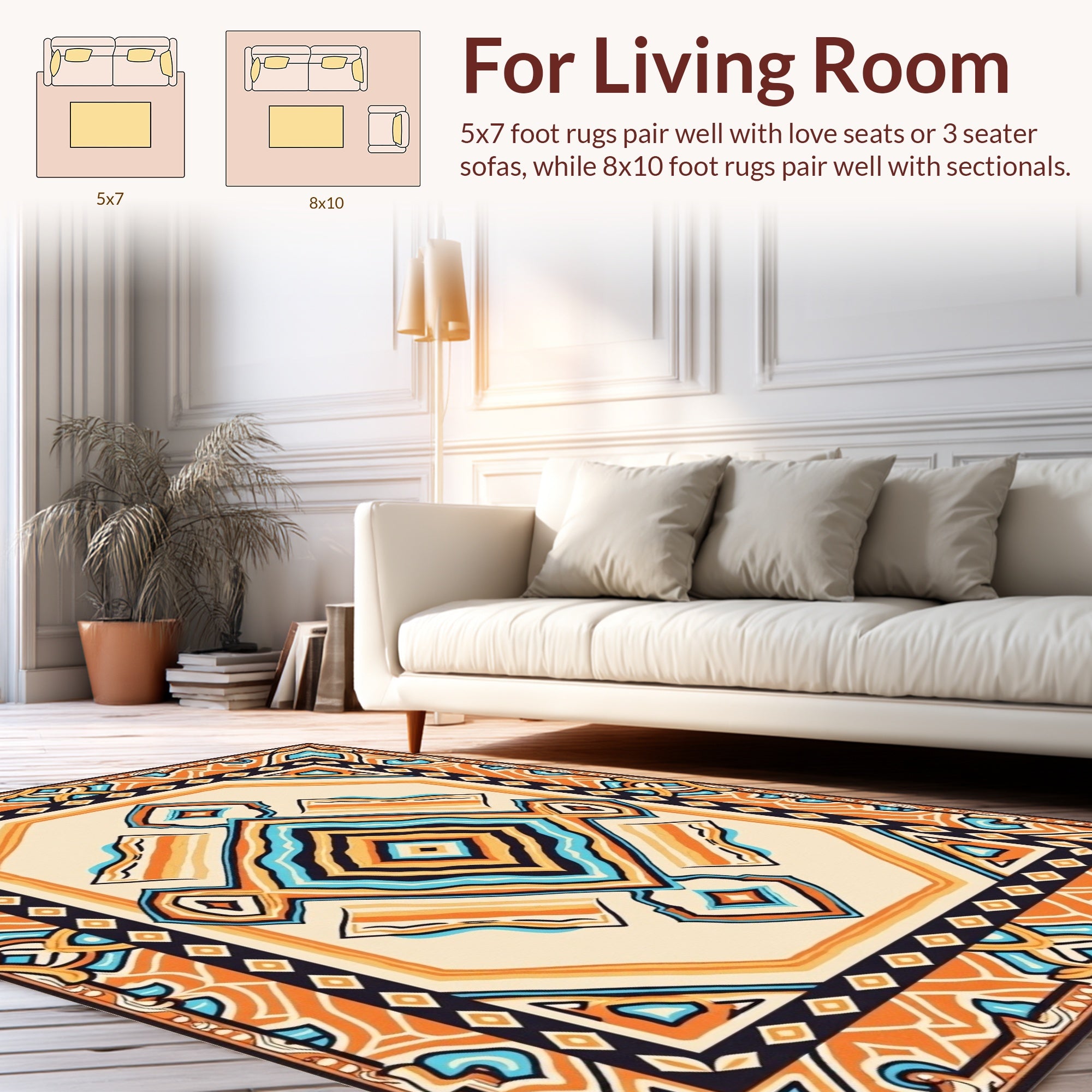 Vibrant Geometric Medallion Pattern Rug