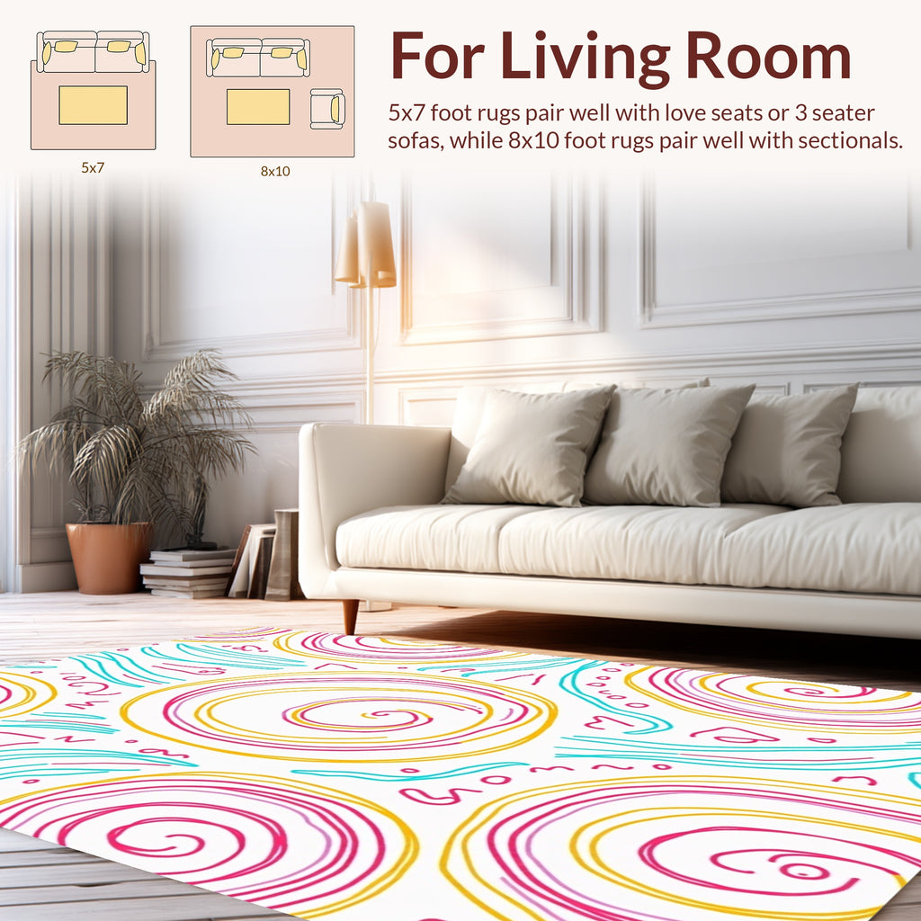 Whimsical Swirls Waves Pattern Rug
