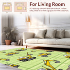 Yellow Excavator Construction Pattern Rug