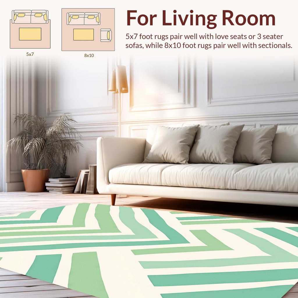 Green Aqua Chevron Pattern Rug