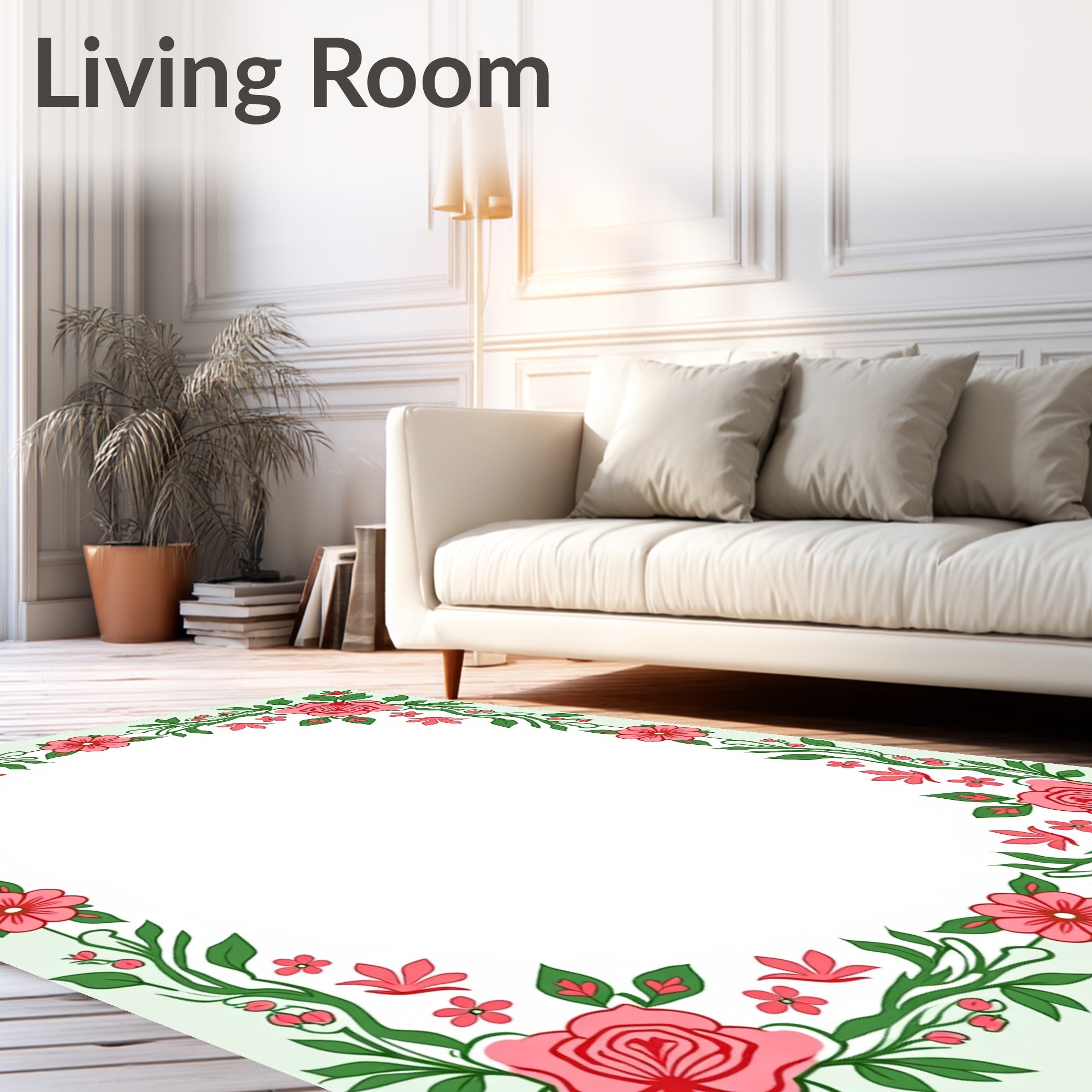 Floral Garland with Rose Accents Rug
