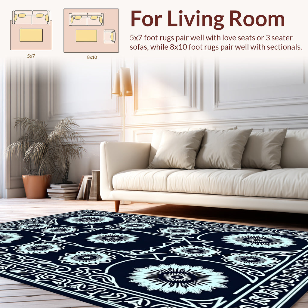 Bold Floral Symmetry Design Rug