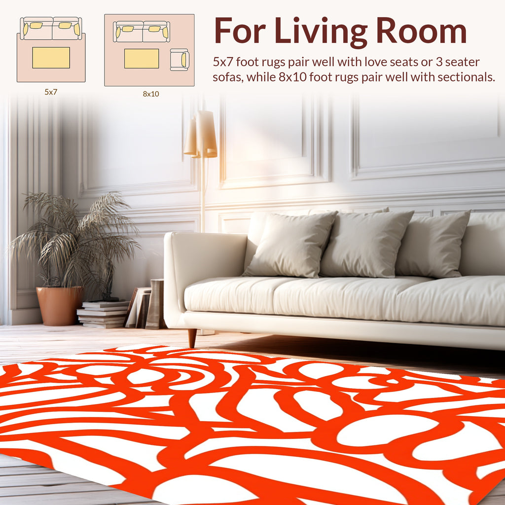 Bold Orange Abstract Intertwined Pattern Rug