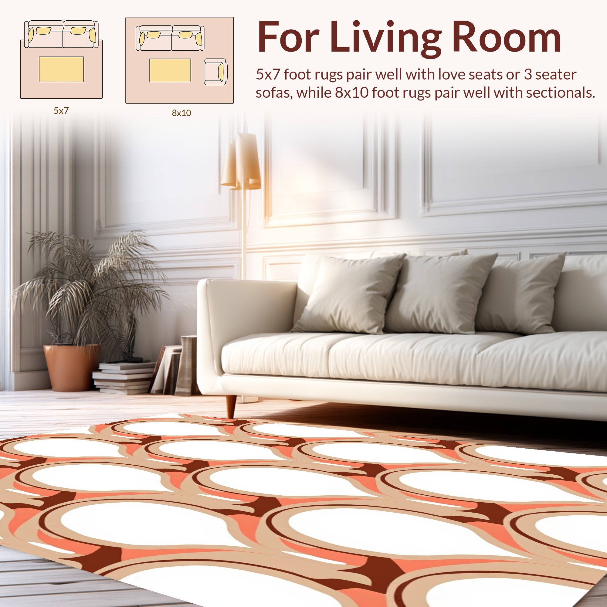 Retro Arc Pattern With Warm Tones Rug