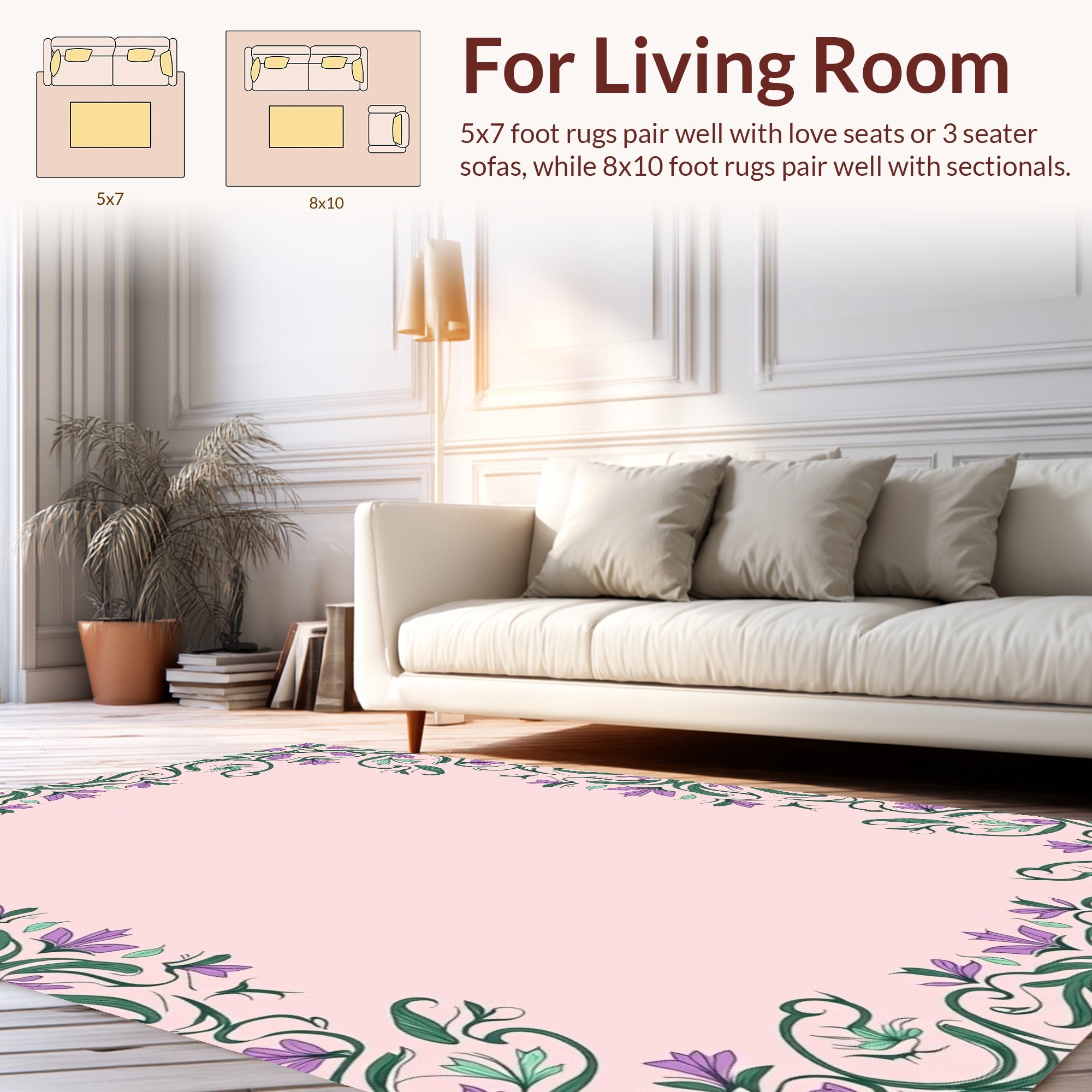Floral Scrollwork Vintage Inspired Design Rug