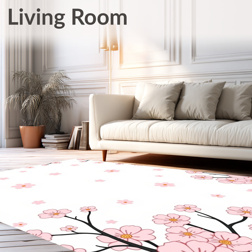 Delicate Pink Blossom Pattern Rug